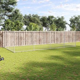 Dog Kennel Silver Galvanized Steel Large Dog Kennel Rectangular